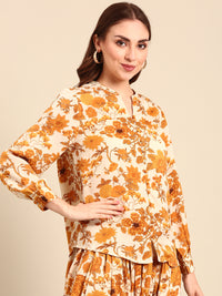 Top Floral Print-Yellow - De Moza