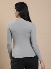 De Moza Women Casual Top Light Grey