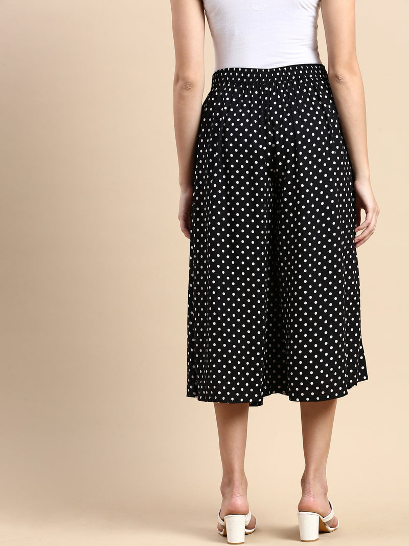 De Moza Women Printed Culottes Black