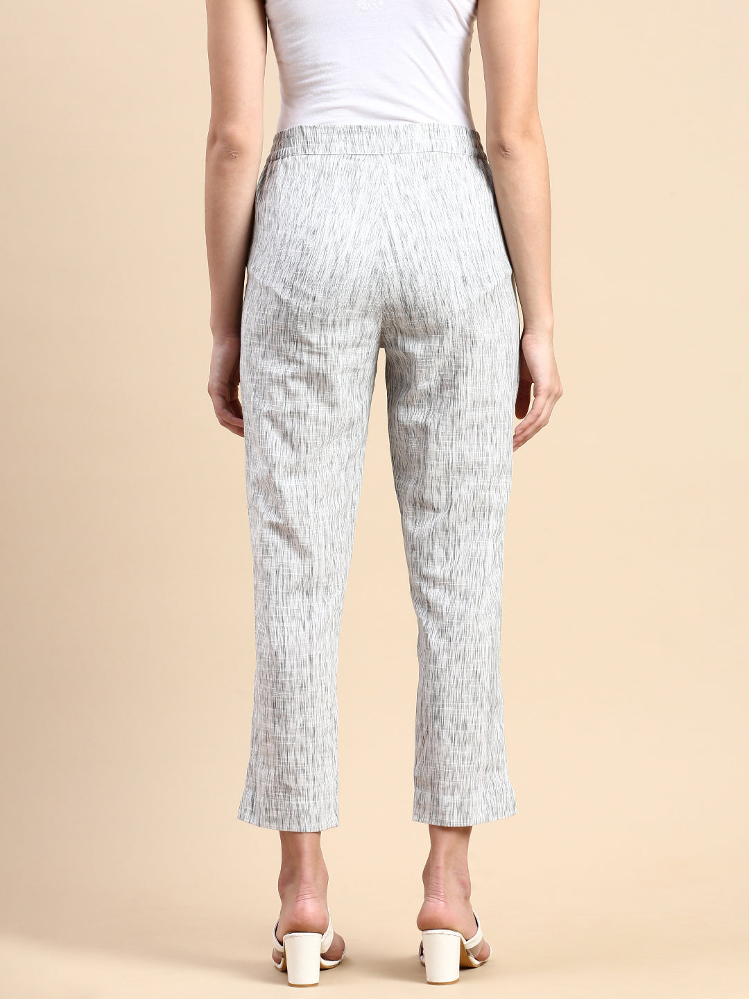 De Moza Women Cigarette Pants White