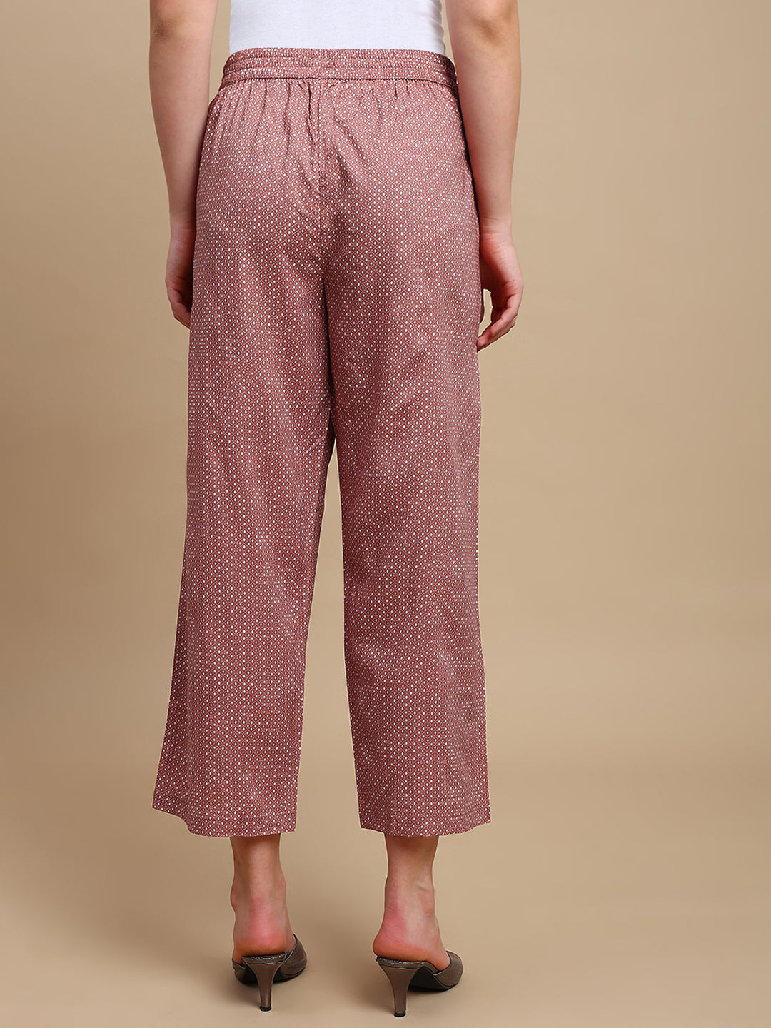 De Moza Women Mehek Set (Top & Palazzo) - White & Maroon