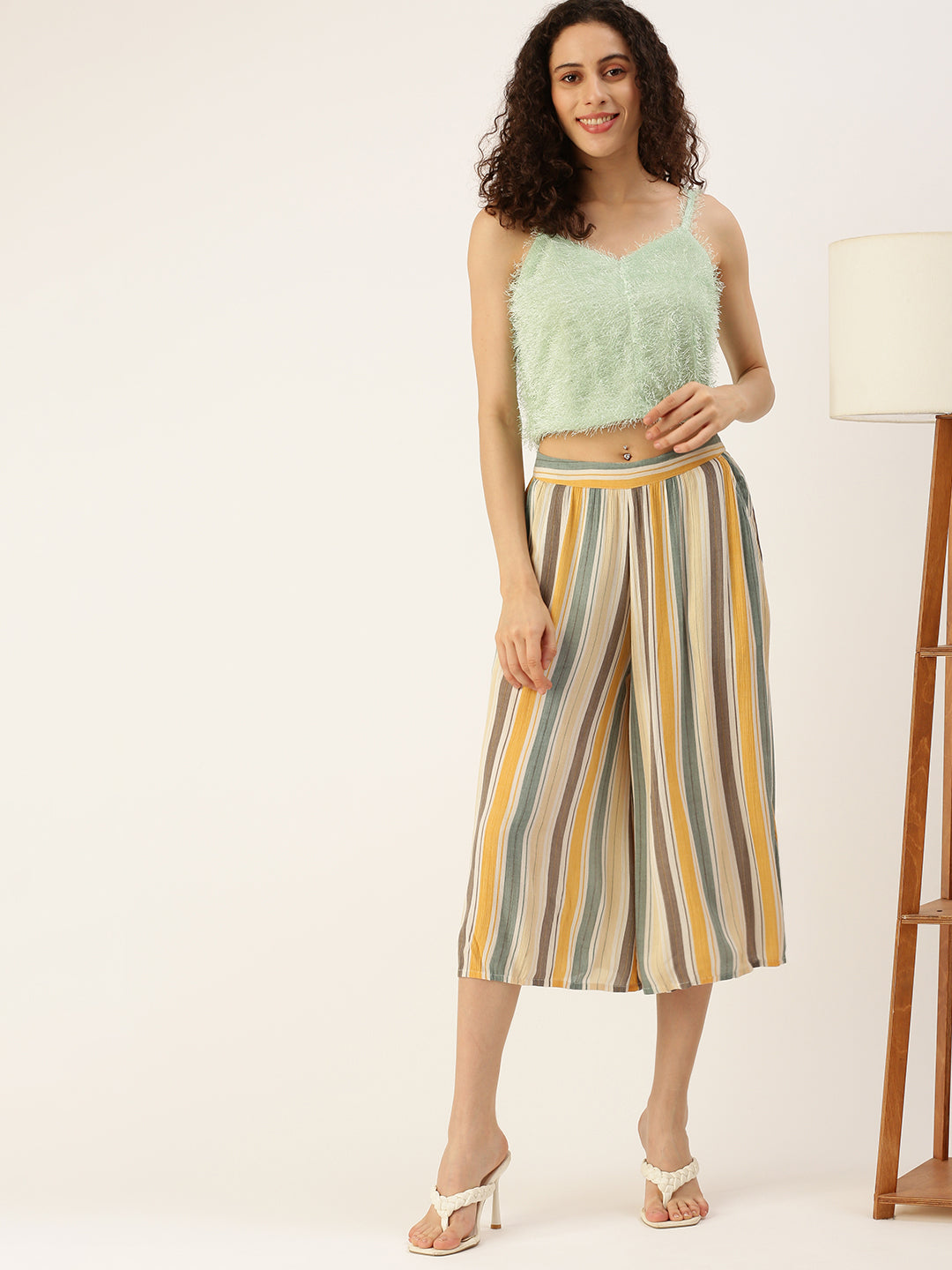 De Moza Women's Printed Culottes Dark Mustard