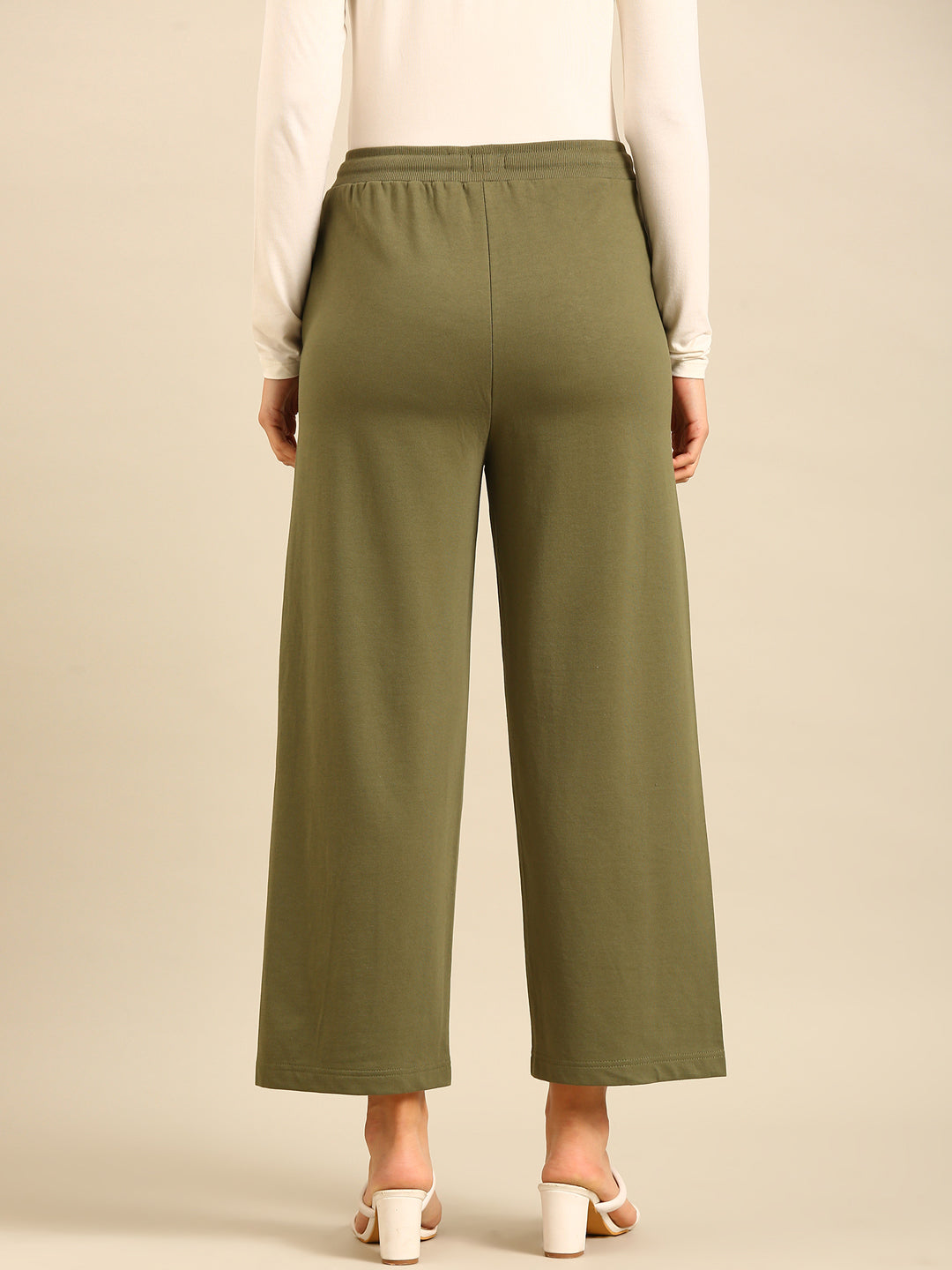 Wide Leg Casual Pant-Olive Green - De Moza