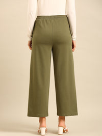Wide Leg Casual Pant-Olive Green - De Moza