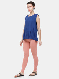 De Moza Ladies Ankle Length Leggings Solid Cotton Light Peach