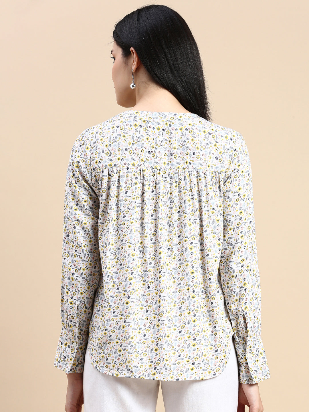 De Moza Women Printed Shirt Offwhite - De Moza