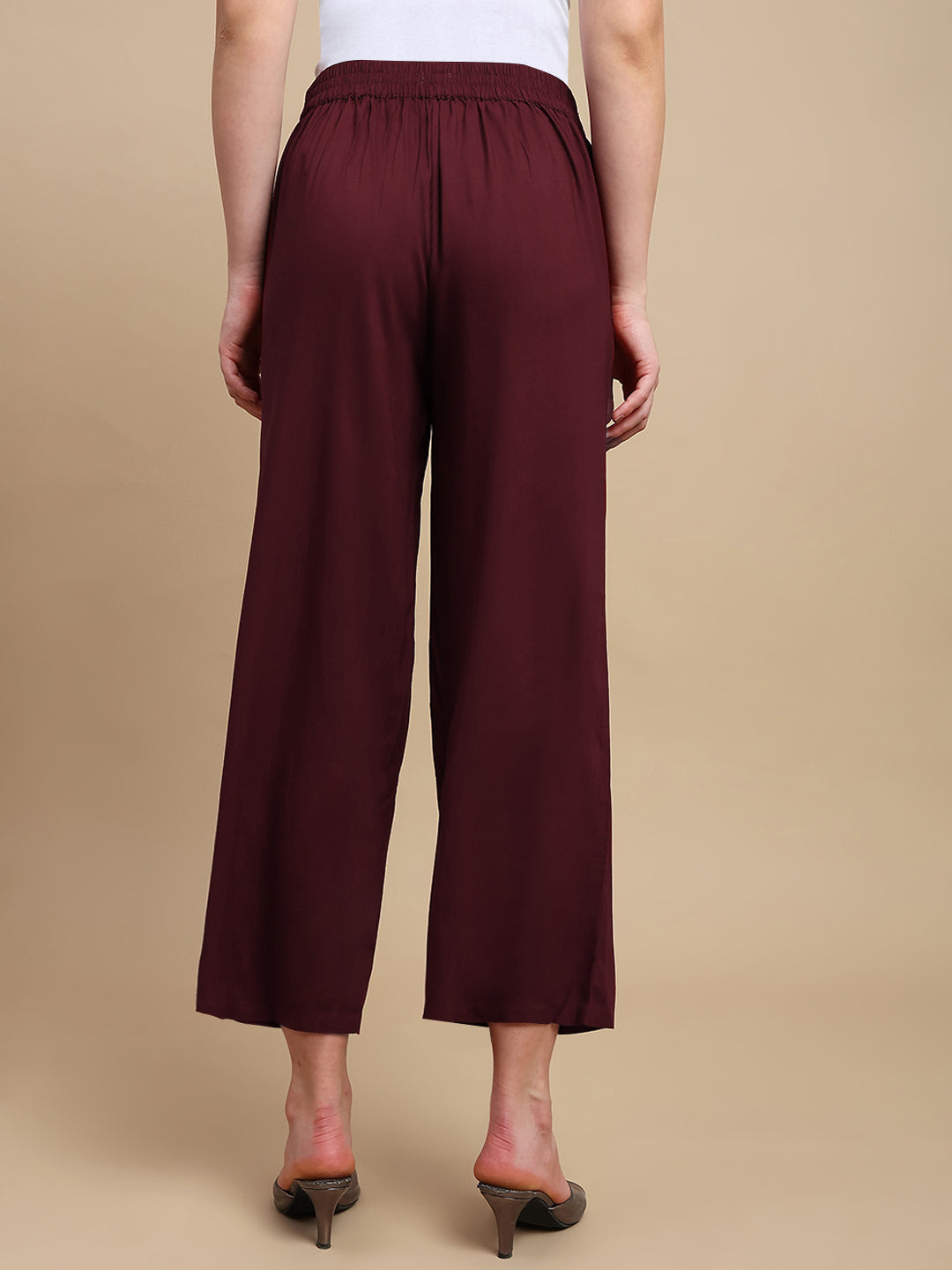 De Moza Women Festive Palazzo Maroon - De Moza