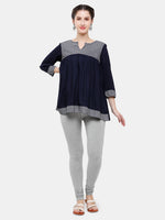 De Moza Ladies Ankle Length Leggings Solid Cotton Grey Melange