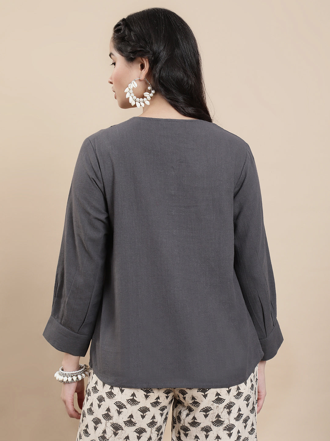 De Moza Women Casual Top Dark Grey