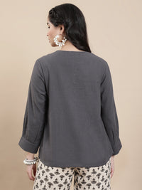 De Moza Women Casual Top Dark Grey