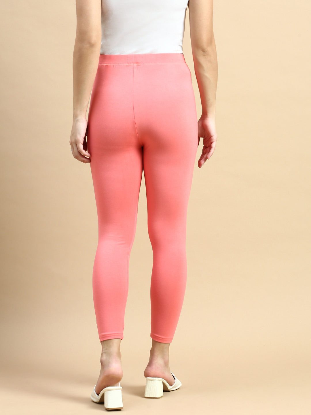 Ankle Length Leggings Viscose-Dark Coral - De Moza