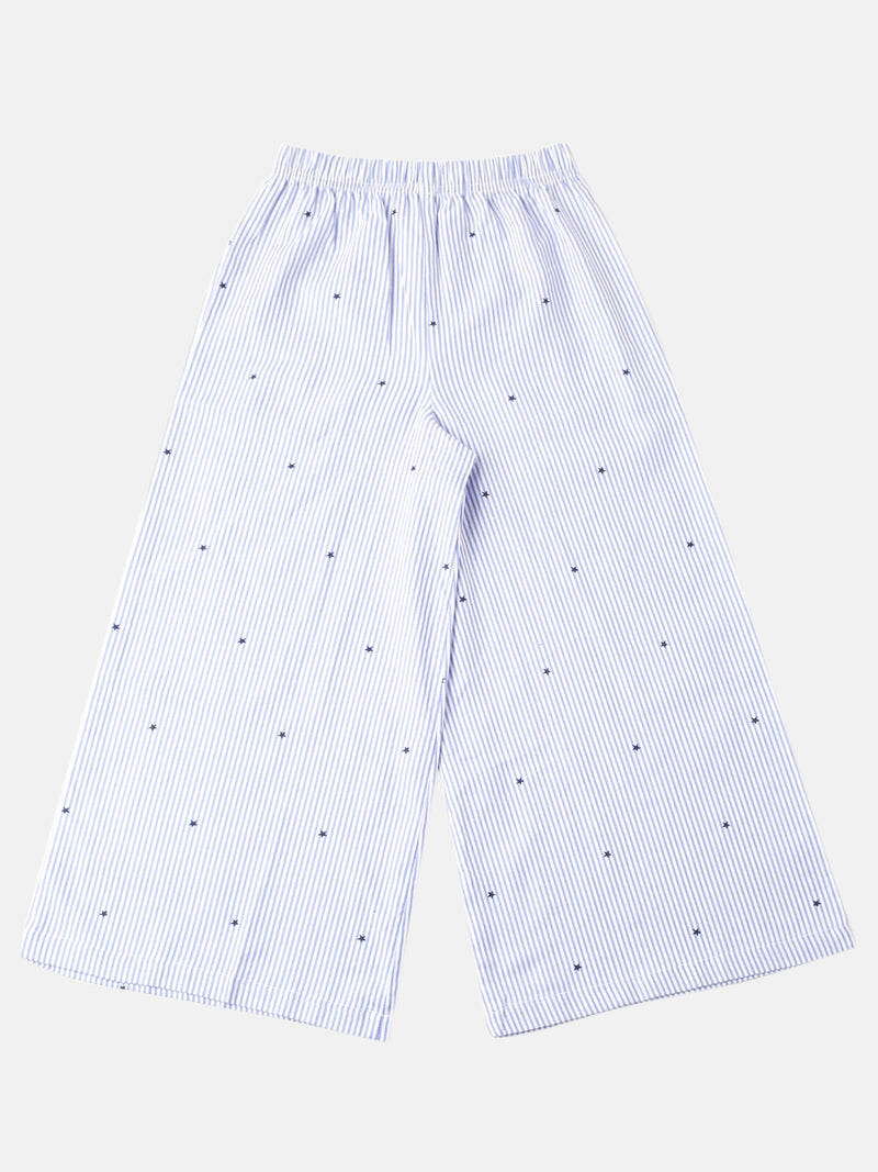 De Moza Girls Printed Palazzo Blue