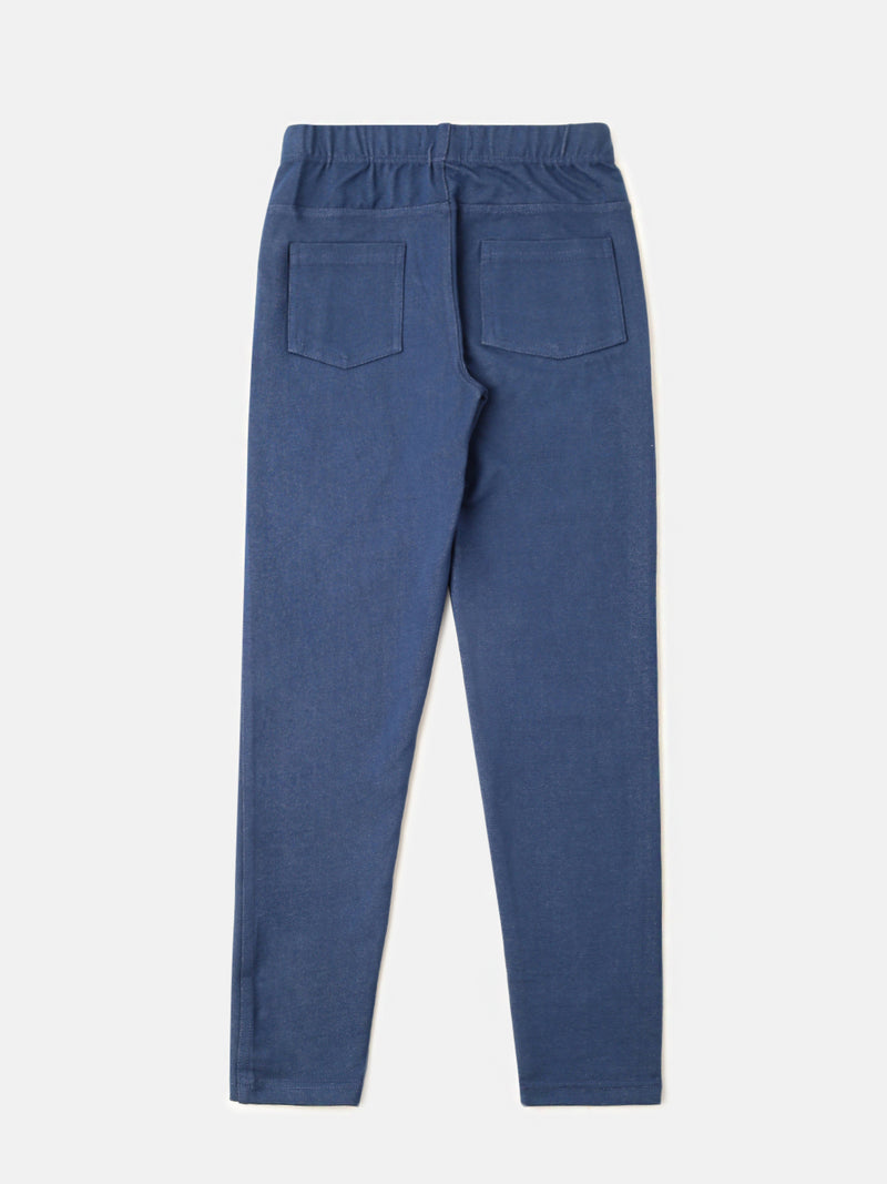 De Moza Girls Solid Jegging Indigo Blue