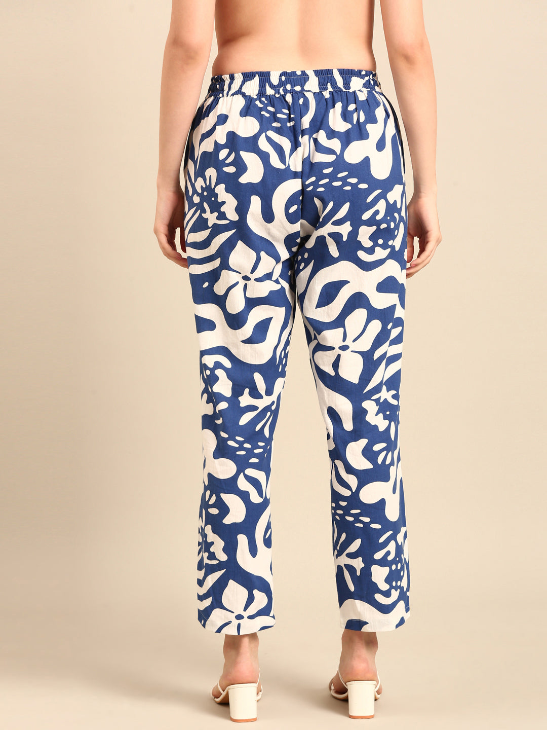 Cigarette Pant All Over Print-Blue - De Moza