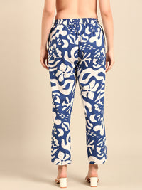 Cigarette Pant All Over Print-Blue - De Moza
