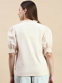 Sciffly Embroidery Top-White - De Moza