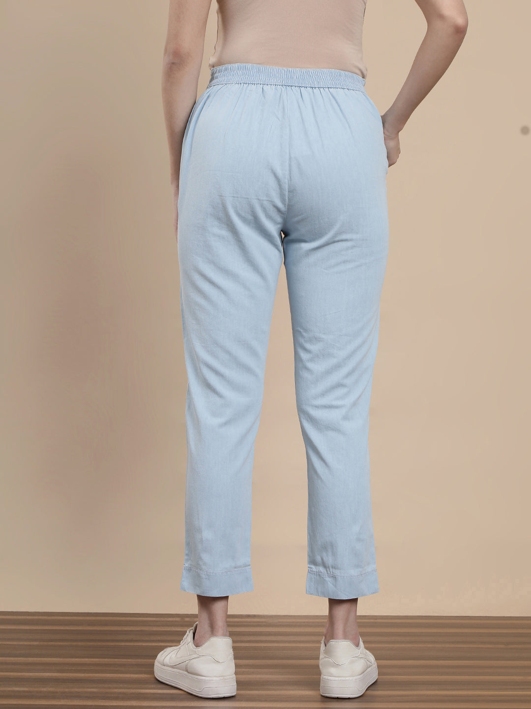 De Moza Women Casual Pants Ice Blue