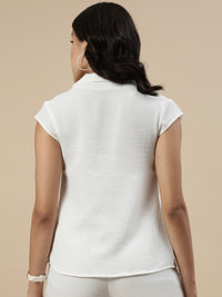 Co-Ord Set(Casual Top & Narrow Palazzo)-White