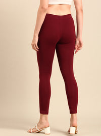 Ankle Length Leggings Cotton-Dark Maroon - De Moza