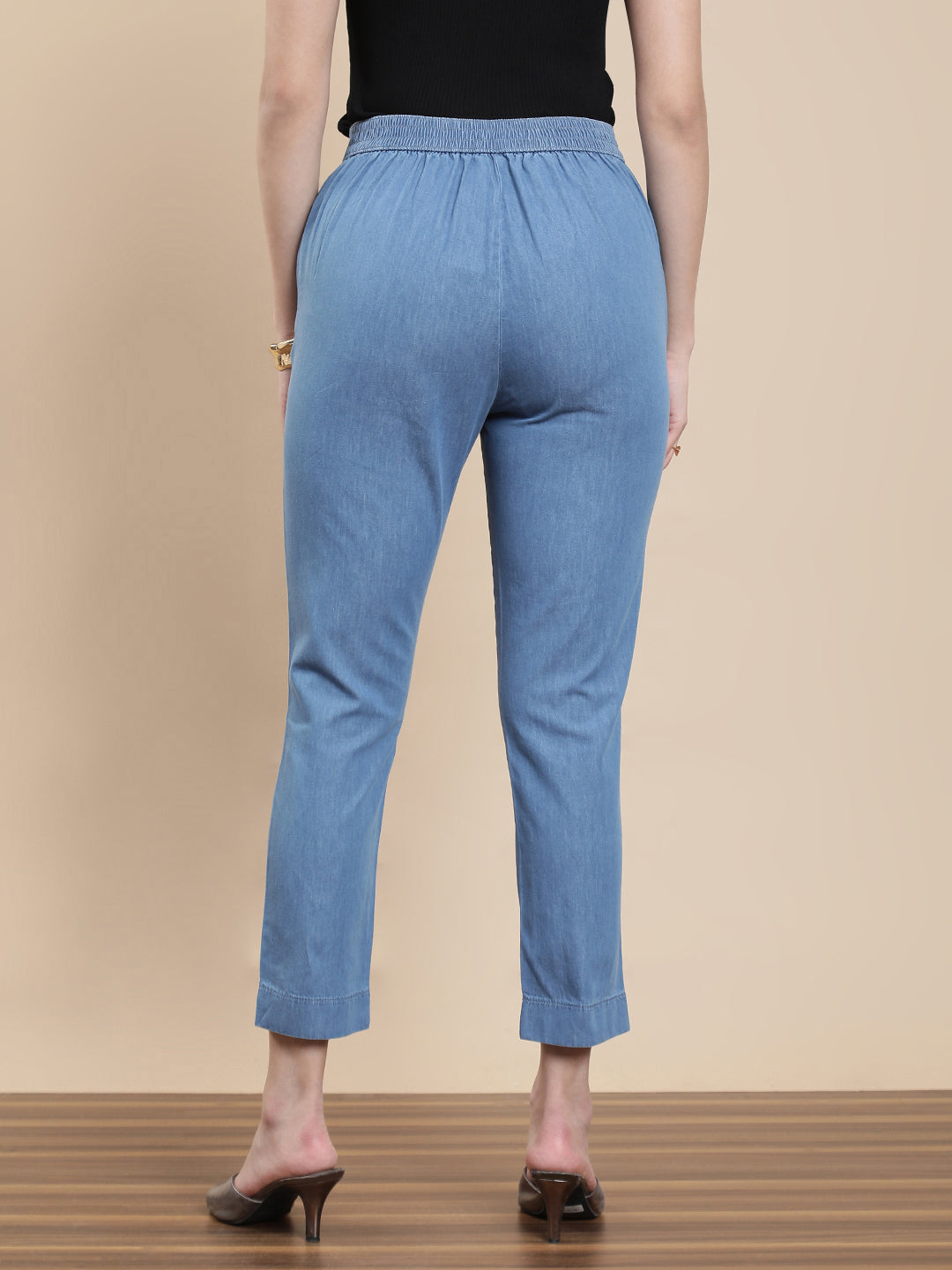 De Moza Women Casual Pants Mid Blue