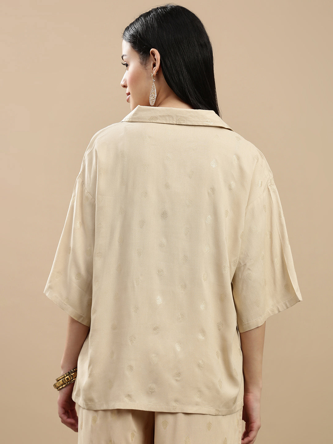 De Moza Women Festive Top Beige