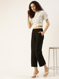 De Moza Women's Crop Palazzo Black