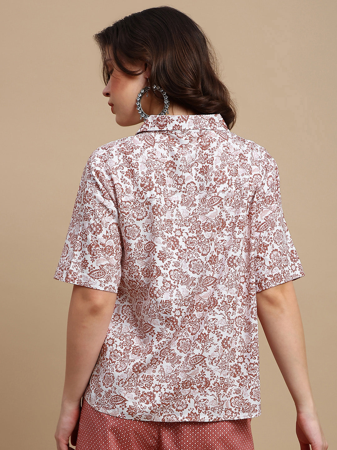 De Moza Women Mehek Set (Top & Palazzo) - White & Maroon