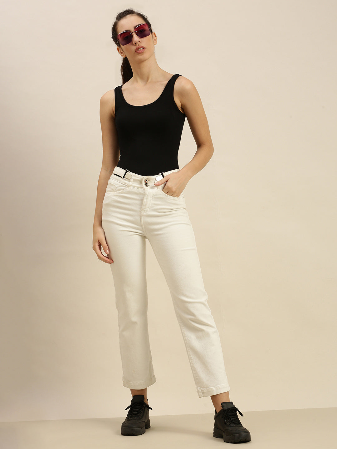 Ladies Razor Back Top Black - De Moza