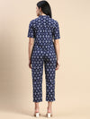 De Moza Women Printed Cigarette Pant Indigo