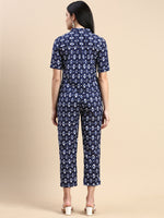 De Moza Women Printed Cigarette Pant Indigo