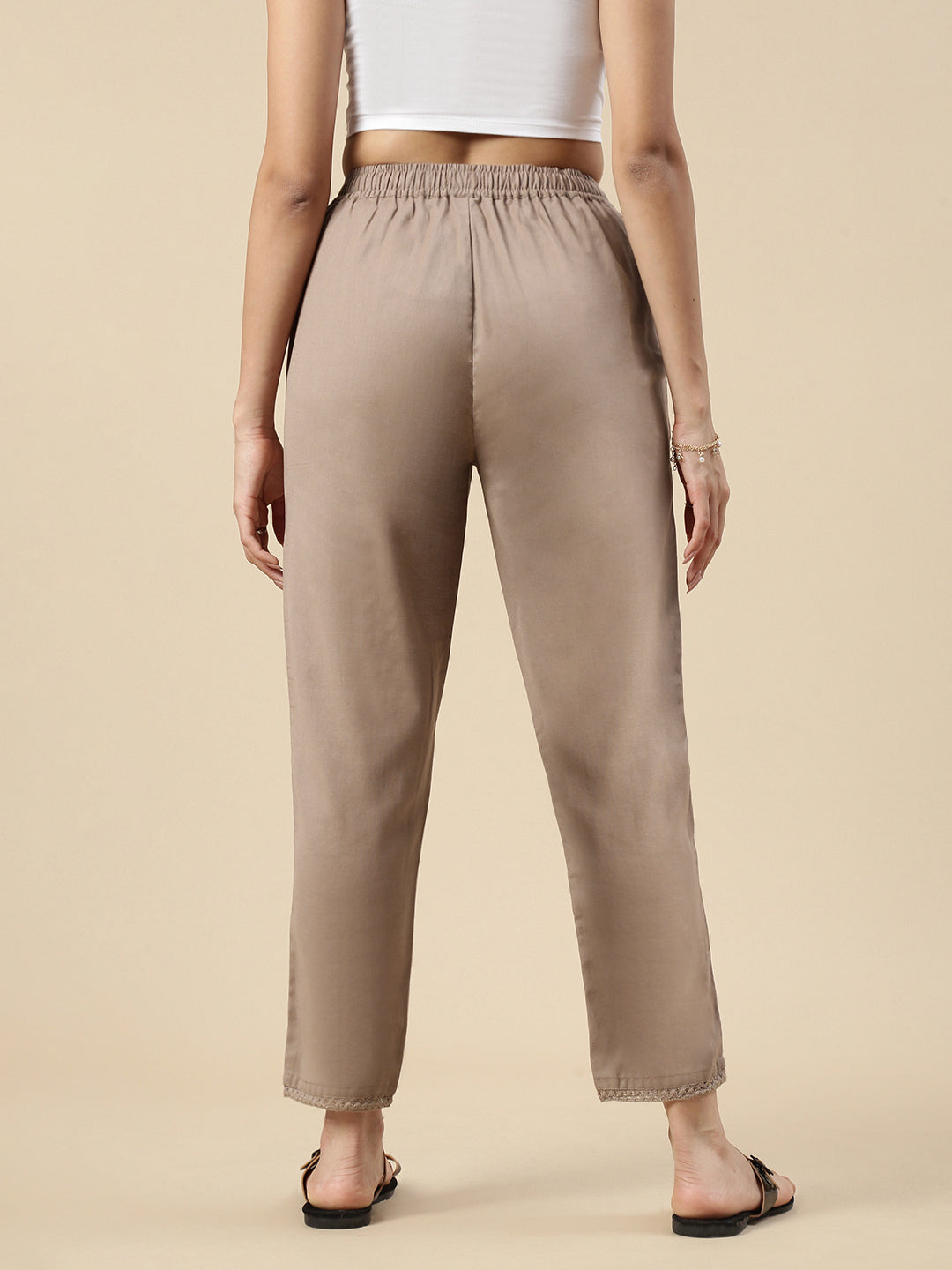 Cigarette Pants-Taupe