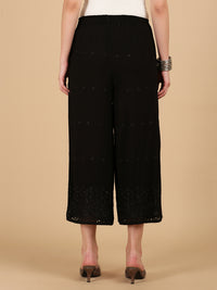 De Moza Women Woven Viscose Relaxed Fit Culottes with Functional Pockets Black