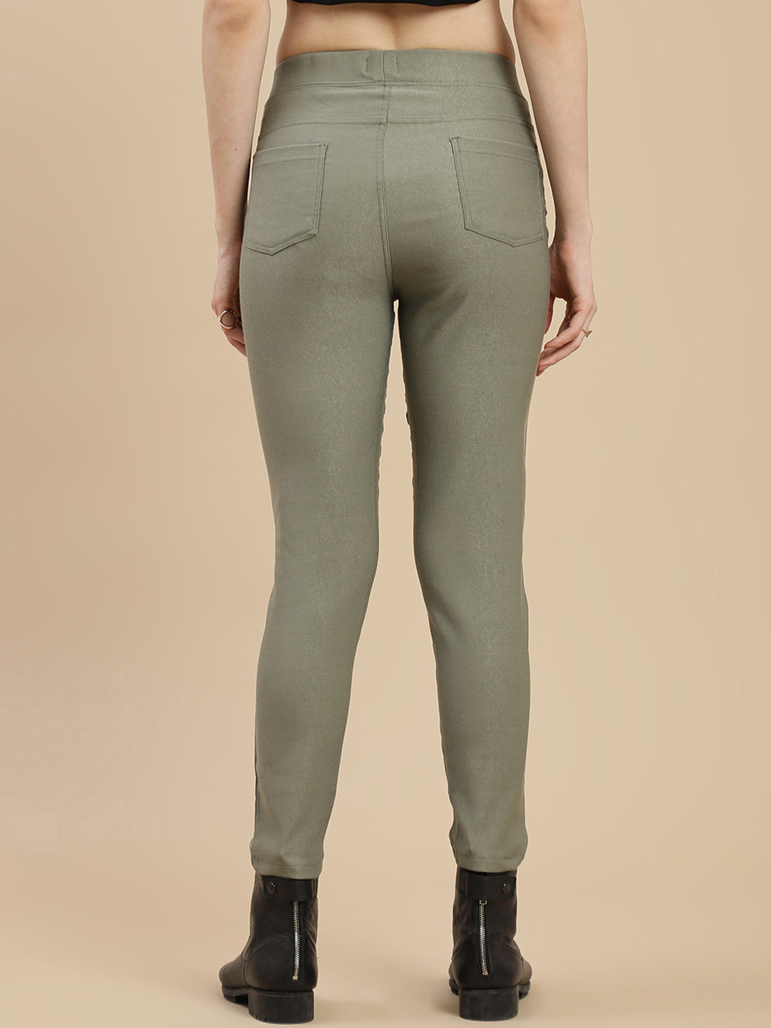 De Moza Women's Casual Jegging Olive Green