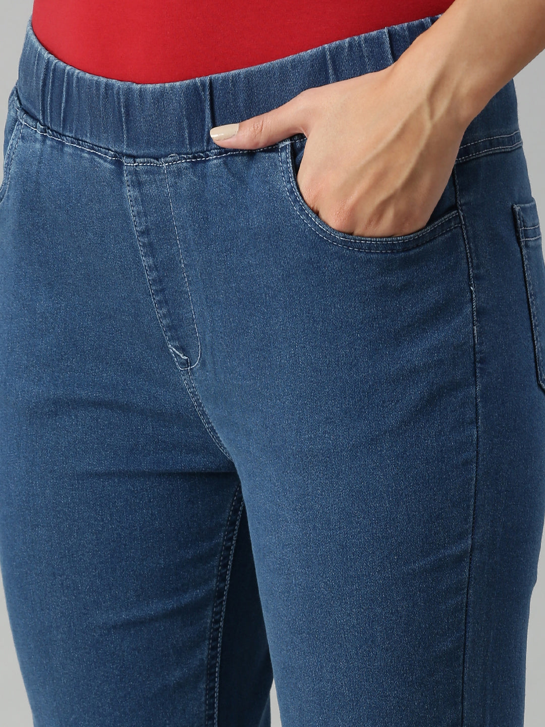 De Moza Women Casual Jegging Mid Blue