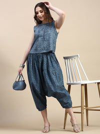 Harem Pant AOP-Indigo - De Moza