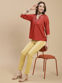 De Moza Women's Festive Pants Gold - De Moza