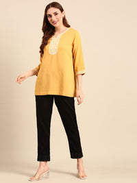 Straight Pant Embroidered-Black - De Moza