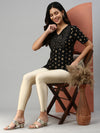 De Moza Women Ankle Length Leggings Solid Light Gold