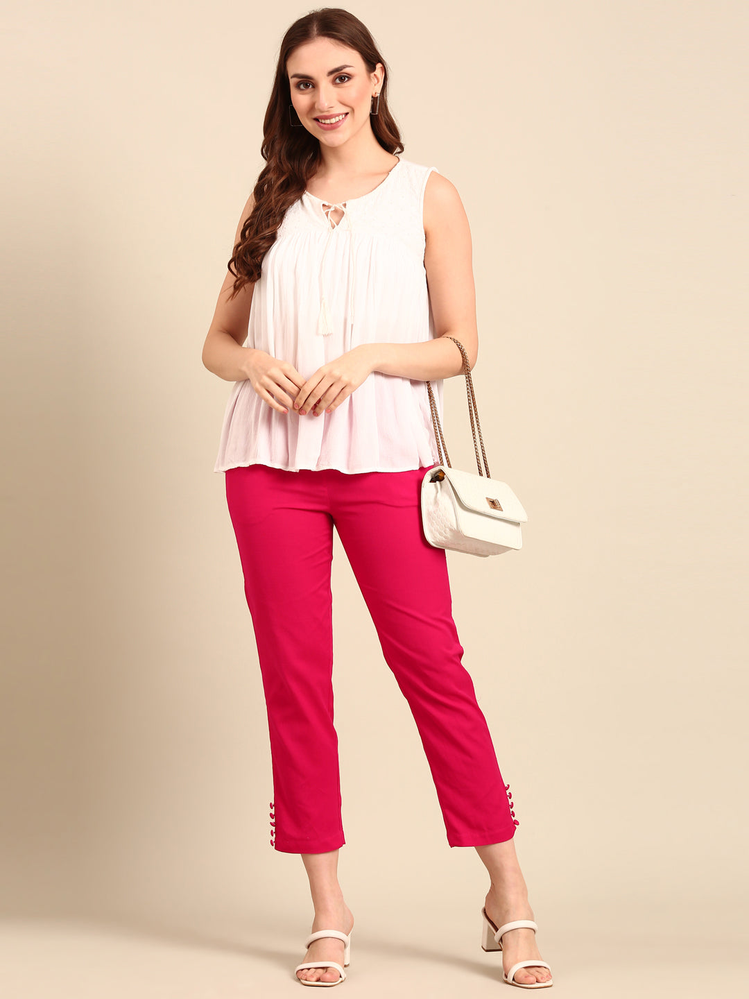 Cigarette Pants-Fuchsia - De Moza