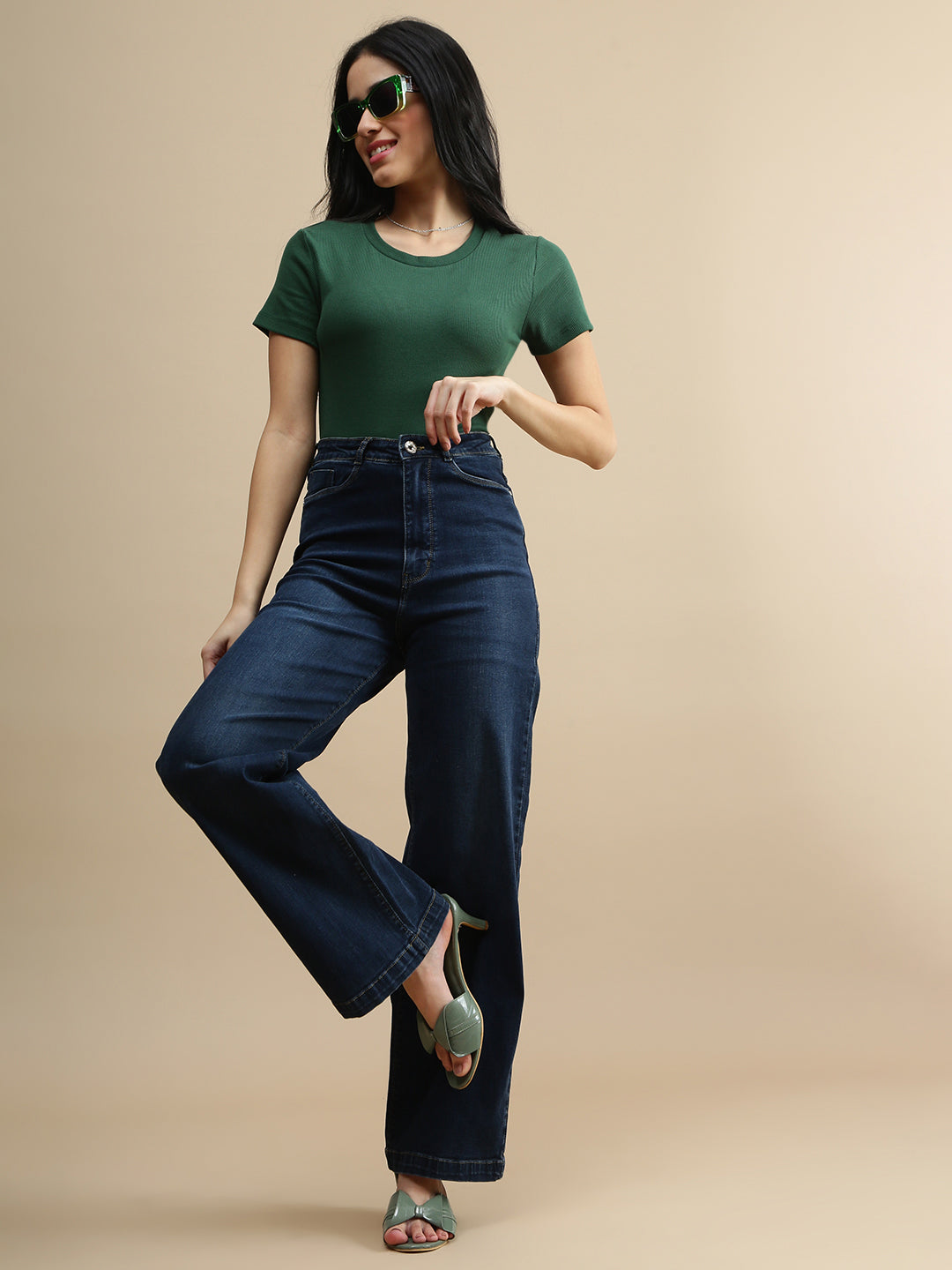 De Moza Women Casual Top Dark Green