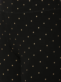De Moza - Ladies Printed Black Ankle Length Leggings - De Moza