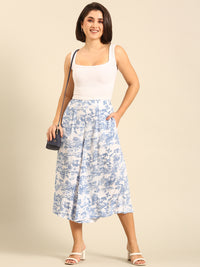Printed Culottes-Powder Blue - De Moza