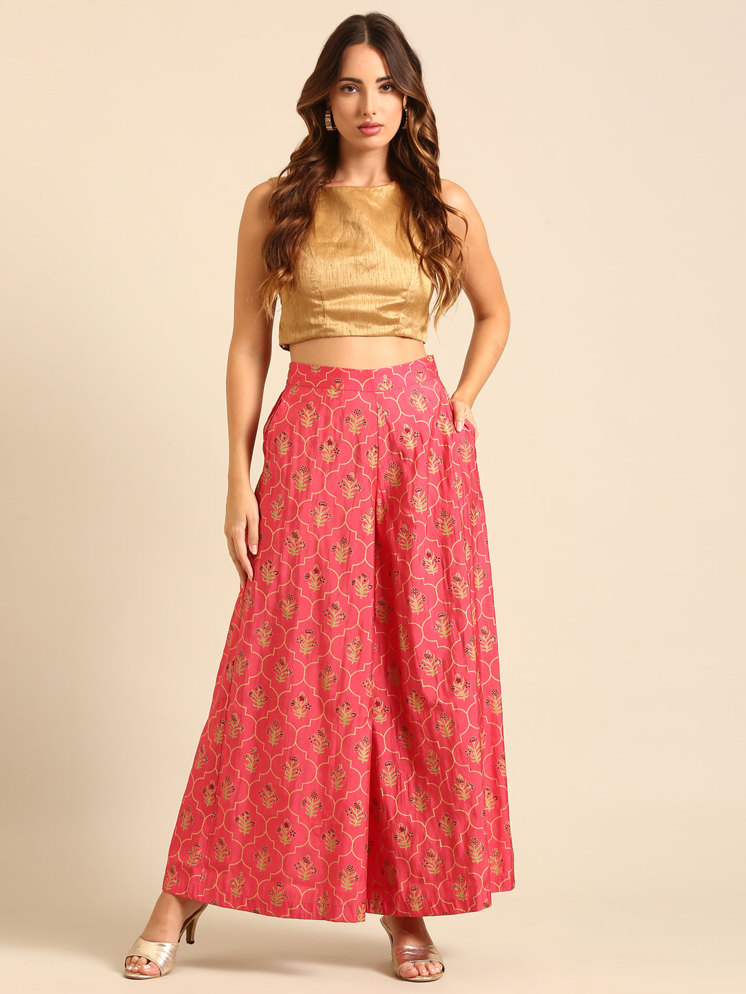 Palazzo All Over Print-Coral - De Moza