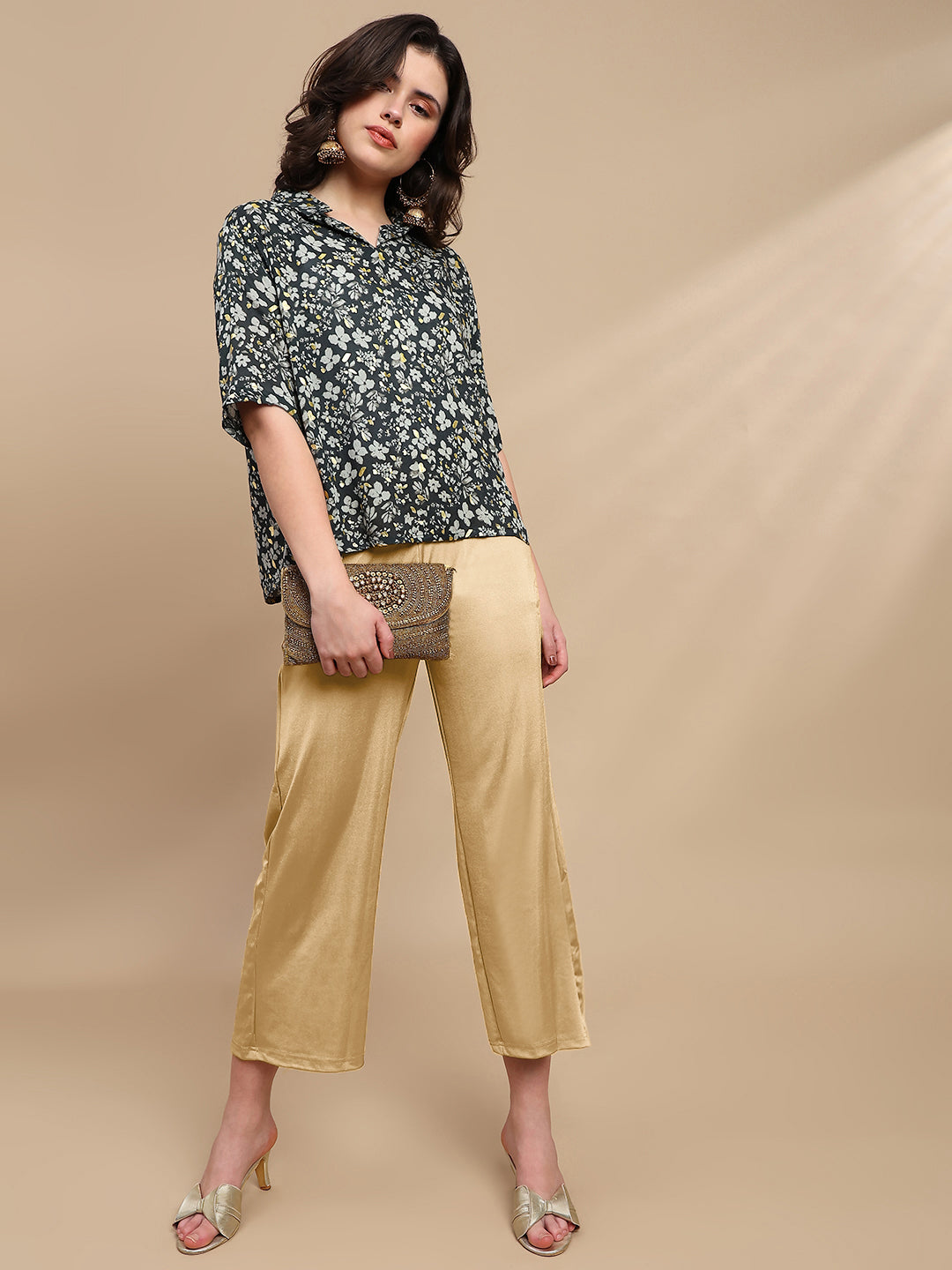 De Moza Women Festive Palazzo Gold - De Moza