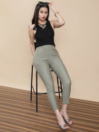 De Moza Women's Casual Jegging Olive Green - De Moza