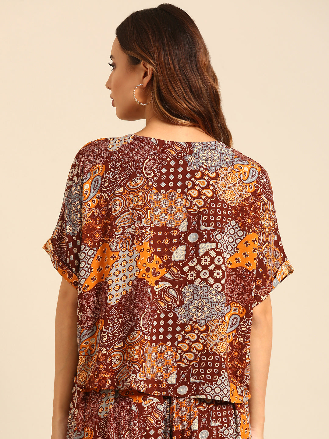 Printed Top-Brown - De Moza