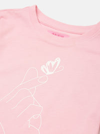 PIPIN Girls T-Shirt Solid Cotton Light Pink - De Moza