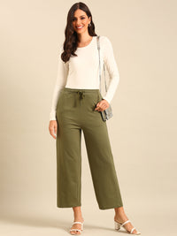 Wide Leg Casual Pant-Olive Green - De Moza