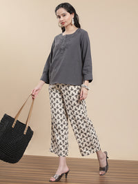 De Moza Women's Festive Palazzo Offwhite