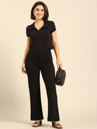 Fit & Flare Pant-Black - De Moza